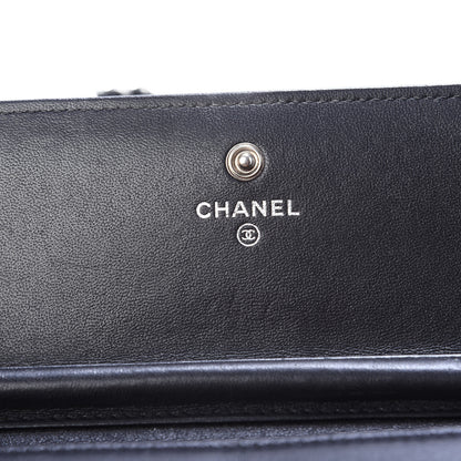 Chanel Lambskin Airlines Wallet On Chain WOC Blue Black Red 6 of 11