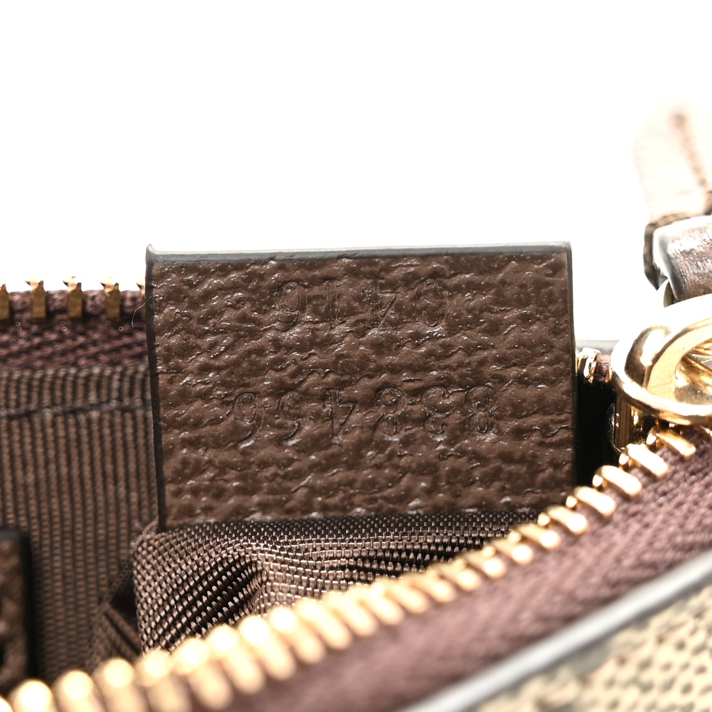 GG Supreme Monogram Web Ophidia Zip Key Pouch Brown