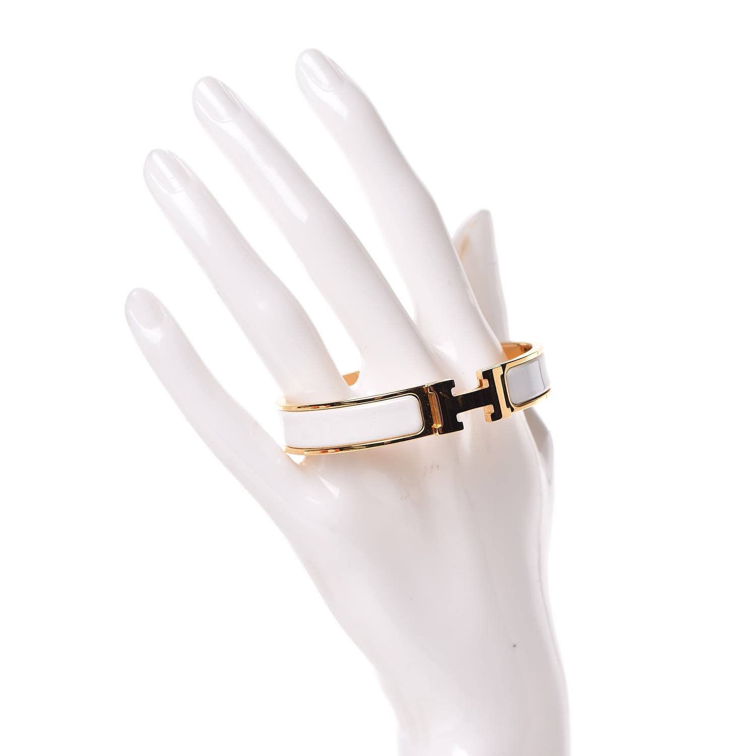 Hermes Enamel Narrow Clic Clac H Bracelet GM White 2 of 6