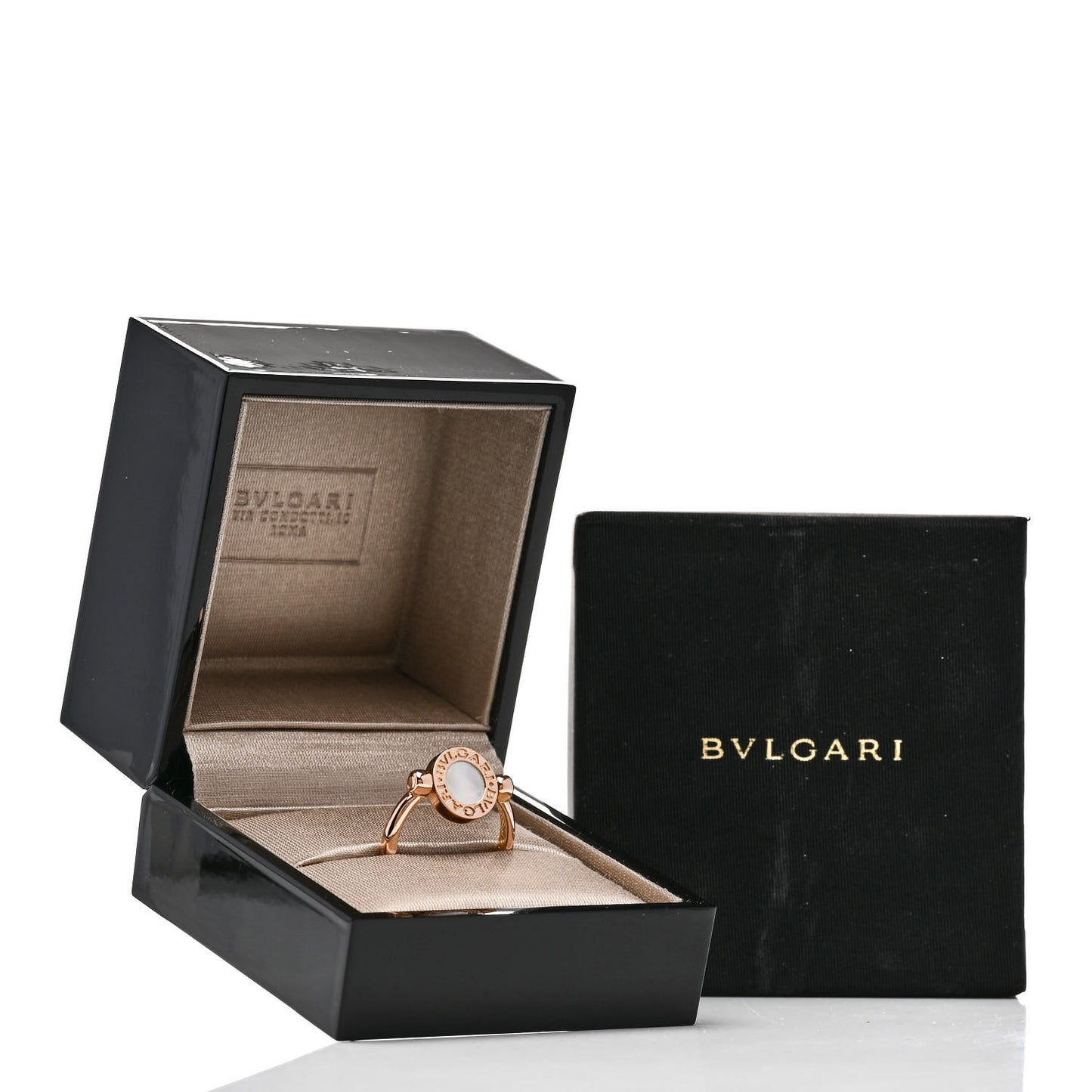 18K Rose Gold Mother of Pearl Black Onyx BVLGARI BVLGARI Ring 54 6.75