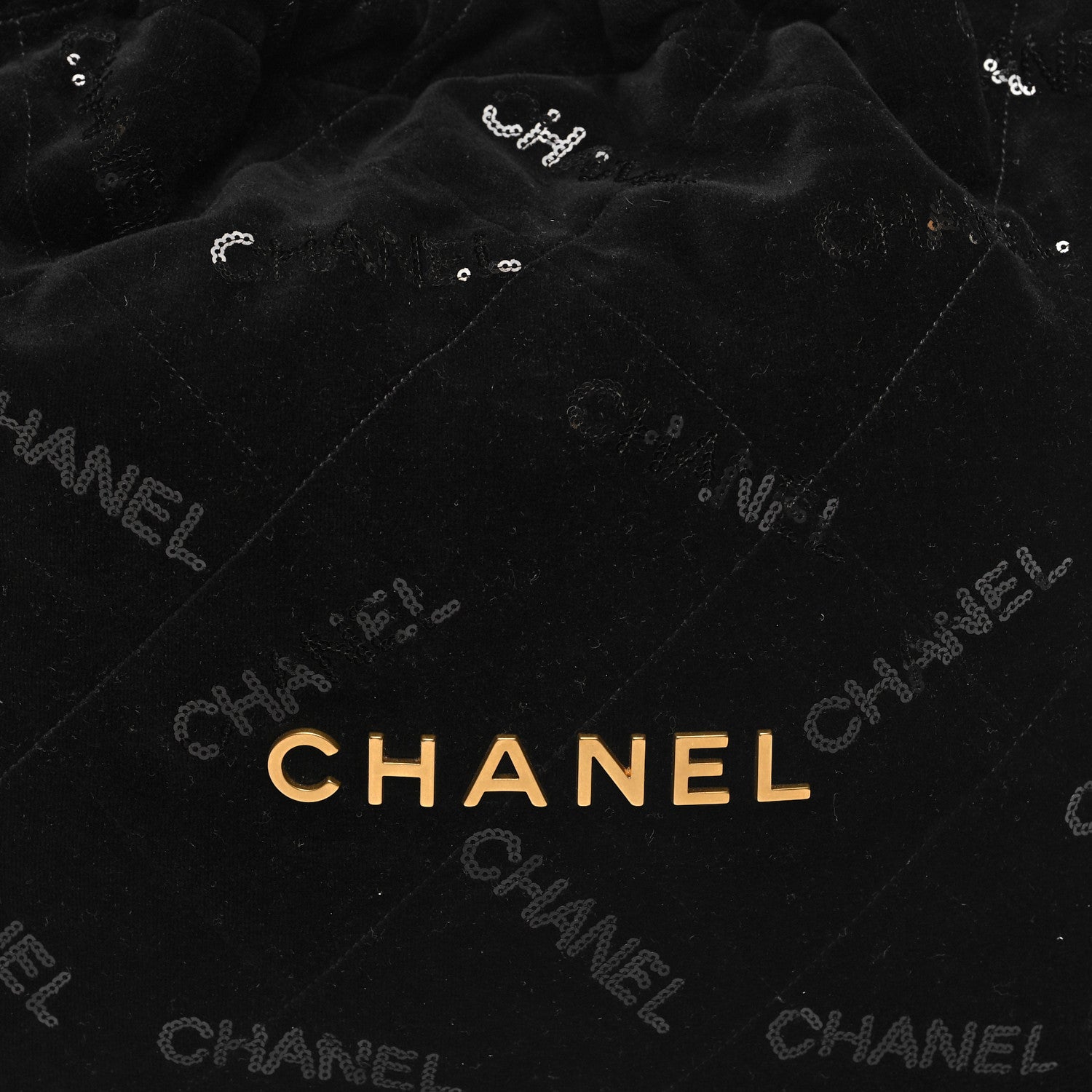 Chanel Velvet Sequin Quilted Chanel 22 Black 8 of 10