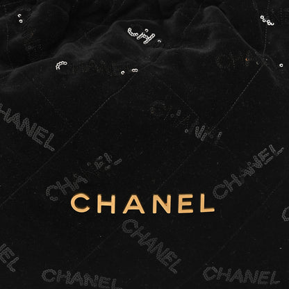Chanel Velvet Sequin Quilted Chanel 22 Black 8 of 10