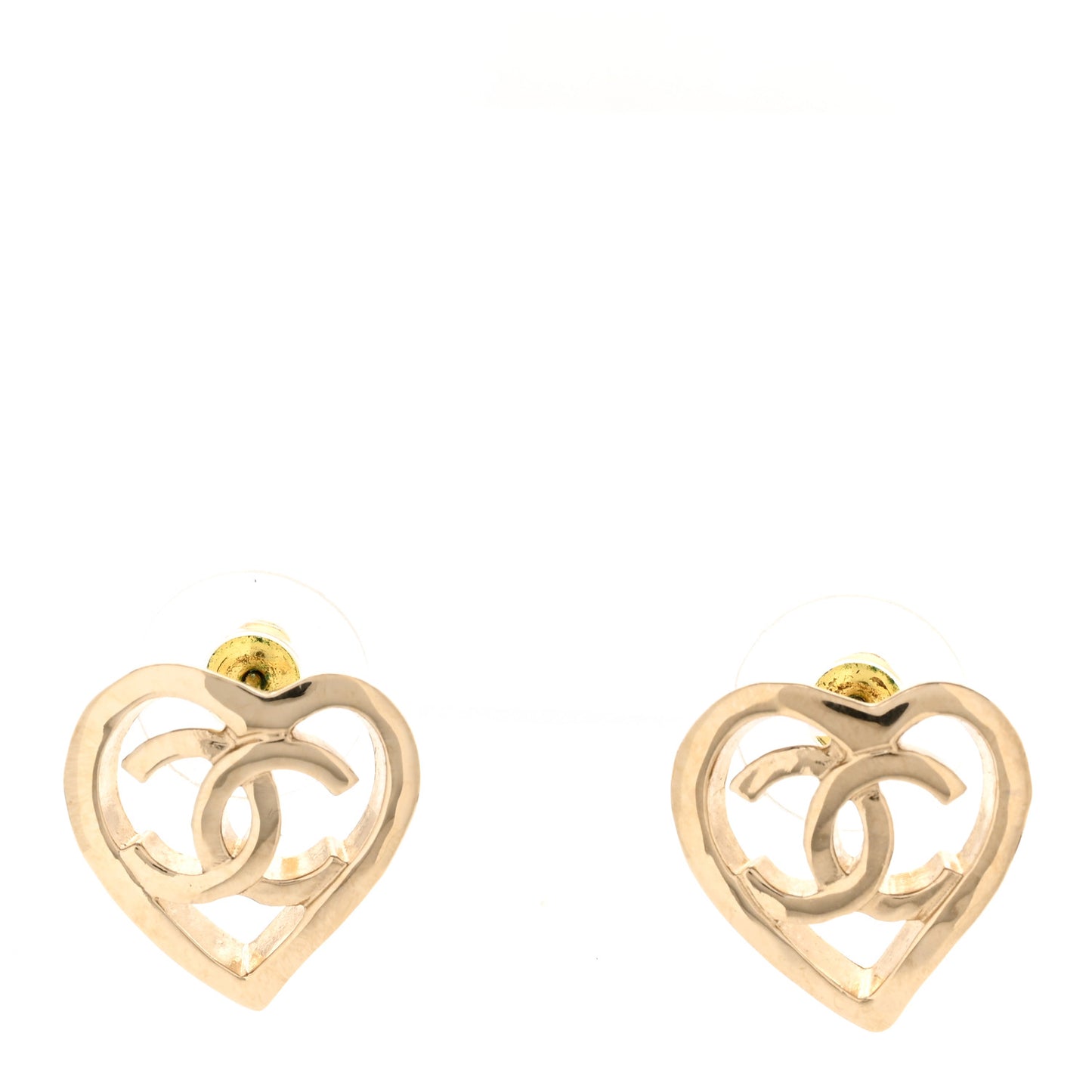 Metal CC Heart Coco In Love Earrings Gold