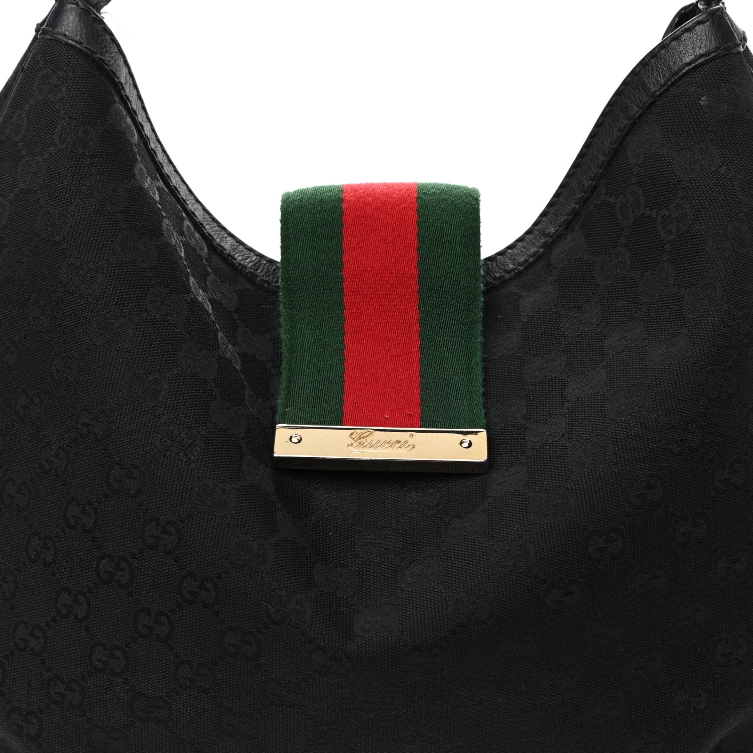 Gucci Monogram Large New Ladies Web Hobo Black 8 of 12