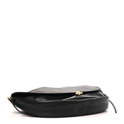 Celine Shiny Lambskin Soft Triomphe Half Moon Bag Black 4 of 9
