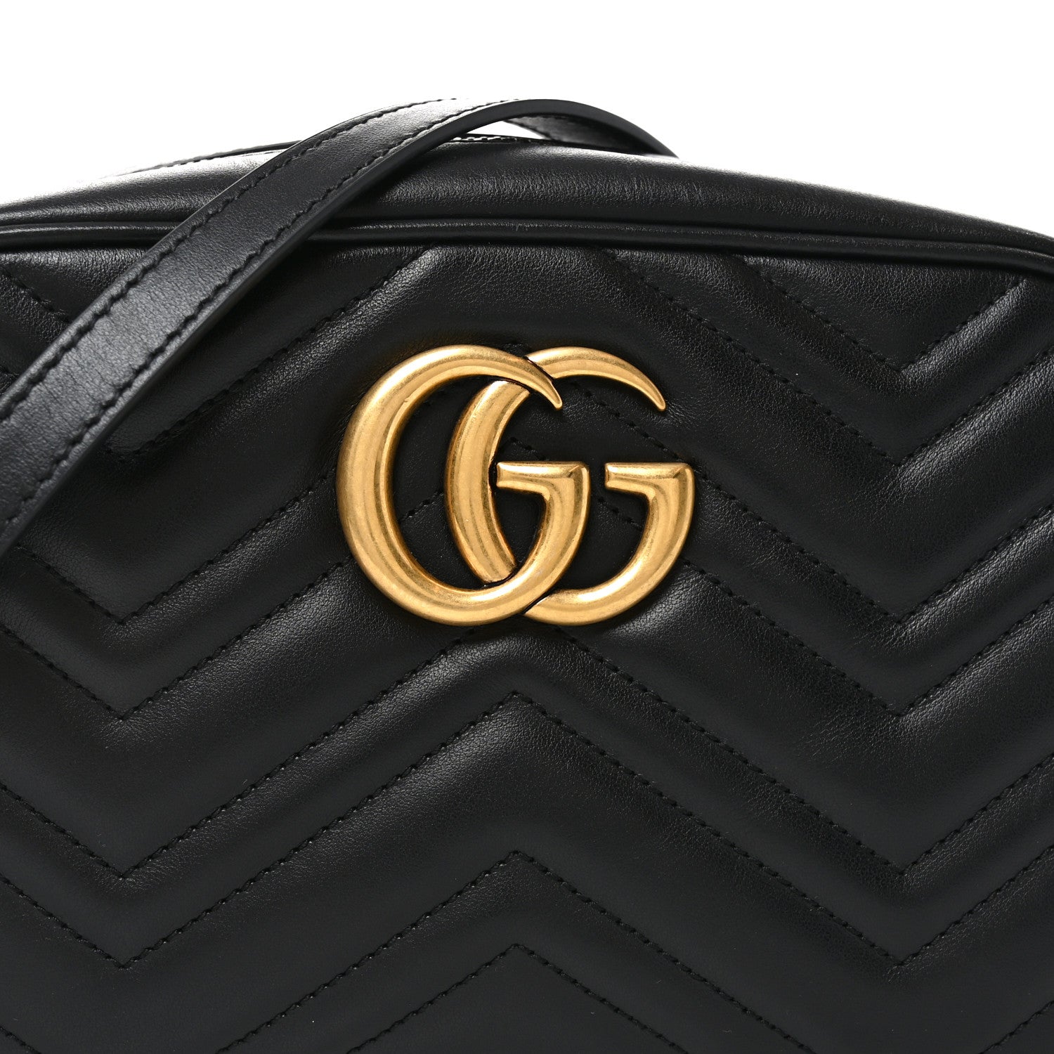 Gucci Calfskin Matelasse Small GG Marmont Chain Shoulder Bag Black 8 of 10