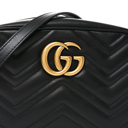 Gucci Calfskin Matelasse Small GG Marmont Chain Shoulder Bag Black 8 of 10