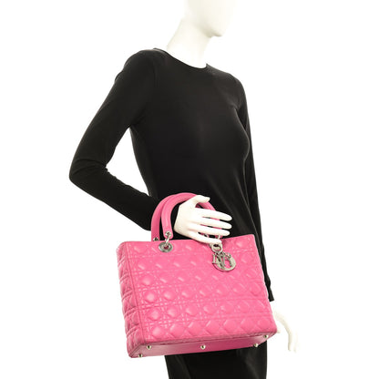Christian Dior Lambskin Cannage Large Lady Dior Pink 2 of 22