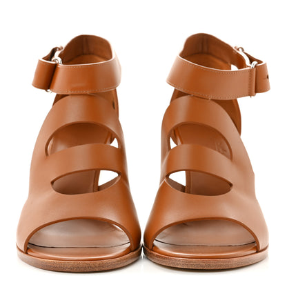 Hermes Calfskin Merryl Wedge Sandals 38.5 Naturel 3 of 9