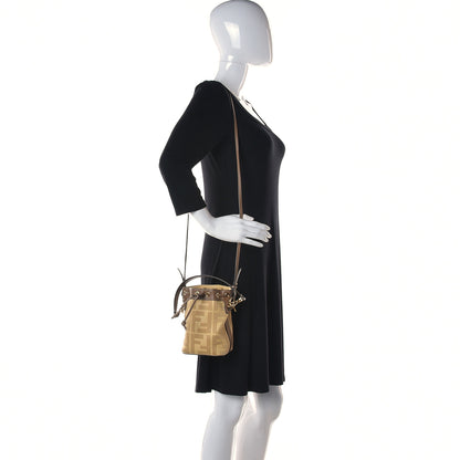 Fendi Raffia Vitello King Lucido F is Fendi FF Embroidered Mini Mon Tresor Bucket Bag Grano Sand 2 of 19