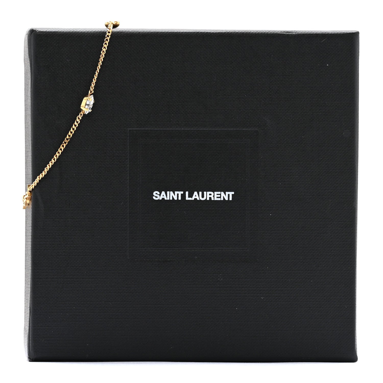 Saint Laurent Brass Crystal Cassandre Heart Charm Bracelet Gold 5 of 5