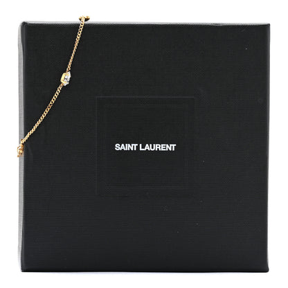 Saint Laurent Brass Crystal Cassandre Heart Charm Bracelet Gold 5 of 5
