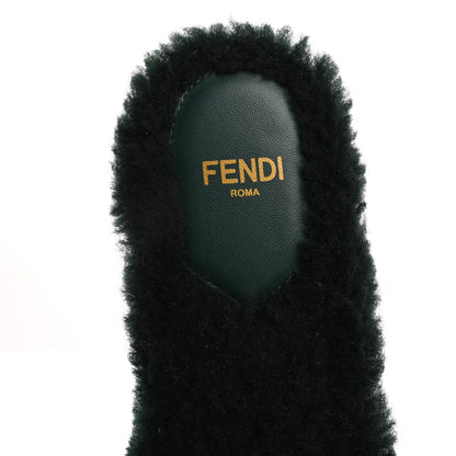 Fendi Shearling FF Baguette Slide Sandals  37 Salvia Green 7 of 8