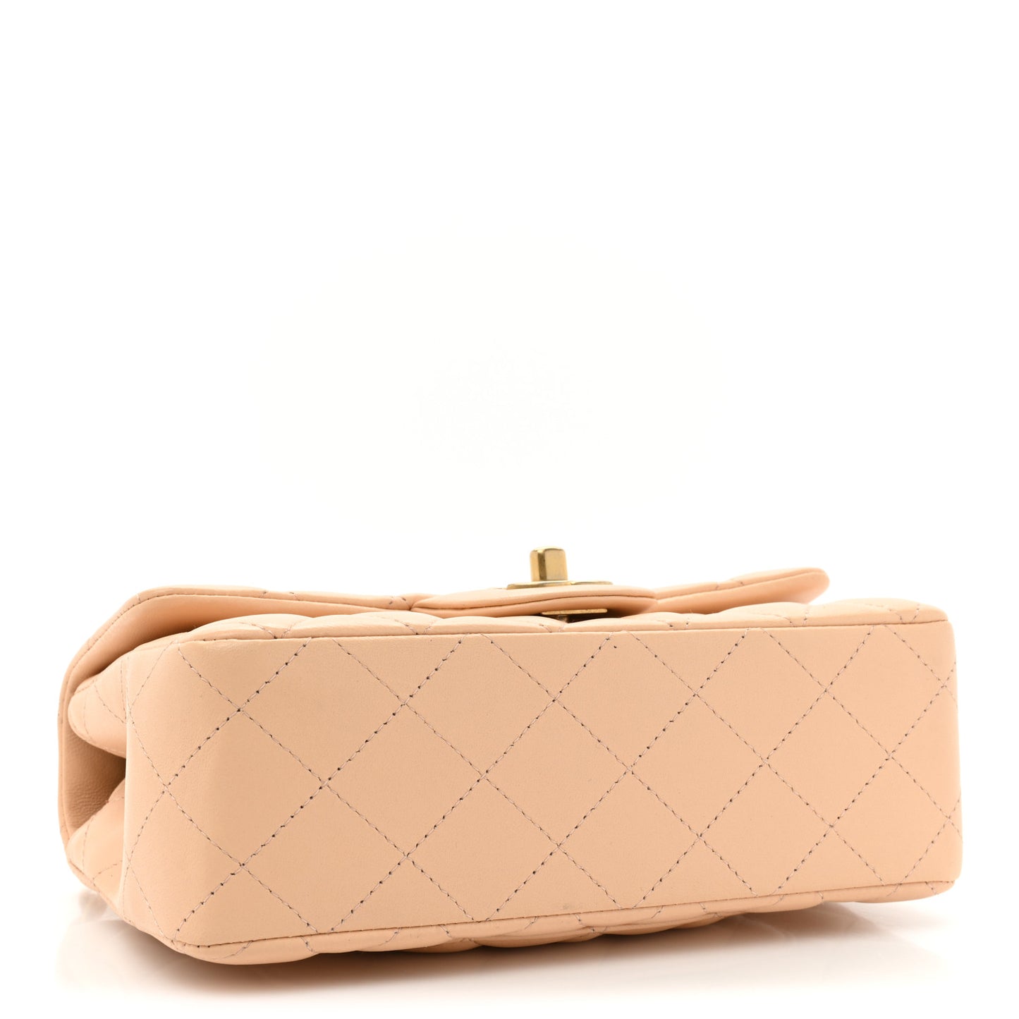 Lambskin Quilted Mini Rectangular Flap Beige