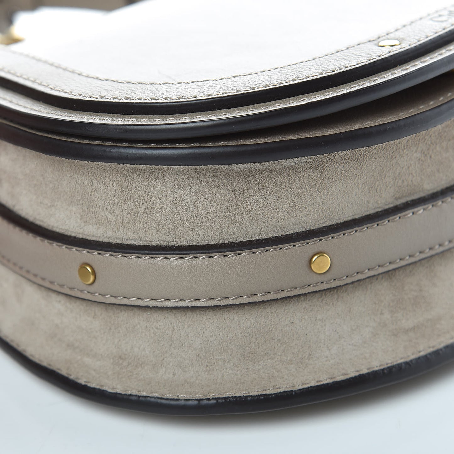 Calfskin Suede Small Nile Bracelet Bag Motty Grey
