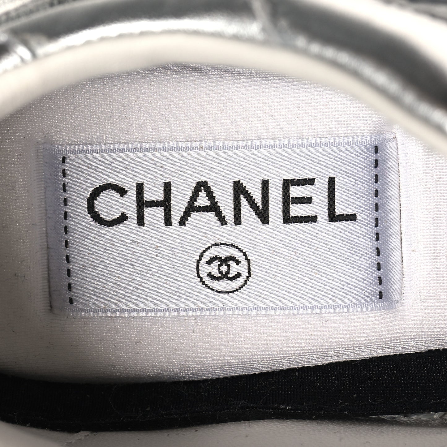 Laminated Calfskin CC Womens Sneakers 36 Silver