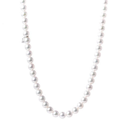 Mikimoto Sterling Silver 18K White Gold Akoya Pearl 7-7.5mm Strand Necklace Earring Set 1 of 7