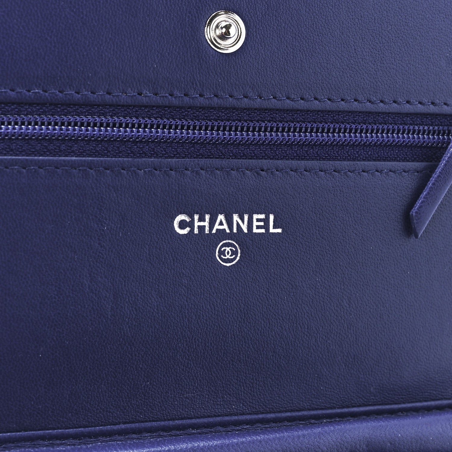 Chanel Lambskin Quilted Wallet On Chain WOC Blue 8 of 12