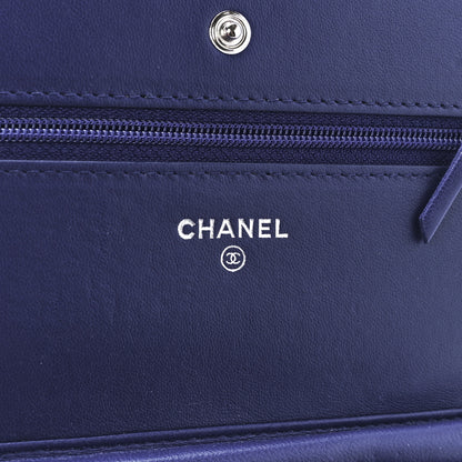 Chanel Lambskin Quilted Wallet On Chain WOC Blue 8 of 12