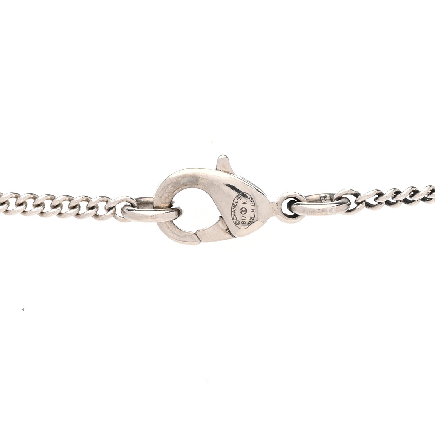 Chanel Crystal Pearl CC Pendant Necklace Silver 5 of 5