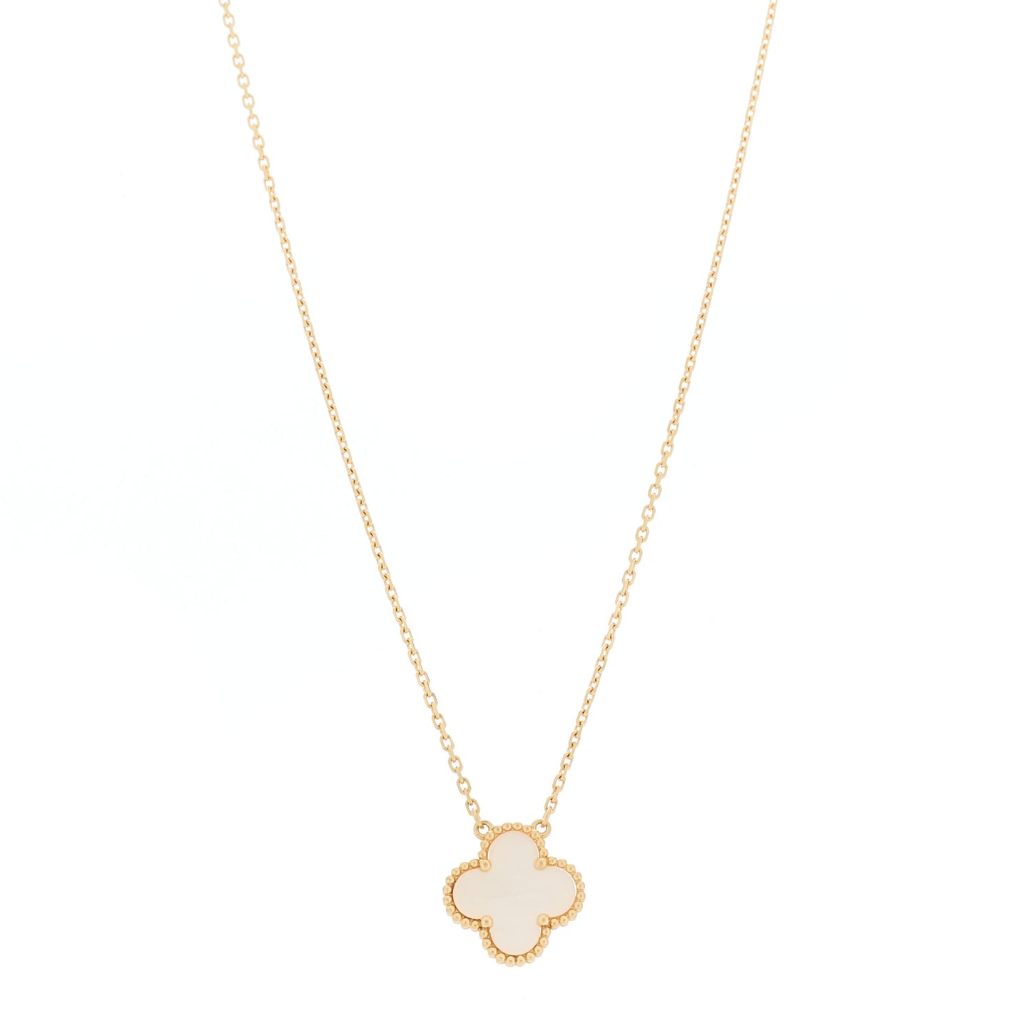18K Yellow Gold Mother of Pearl Vintage Alhambra Pendant Necklace