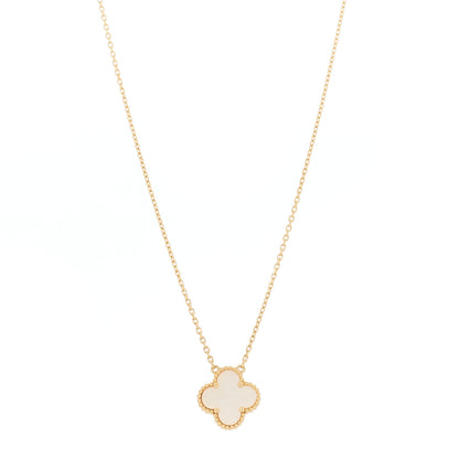 Van Cleef & Arpels 18K Yellow Gold Mother of Pearl Vintage Alhambra Pendant Necklace 1 of 6