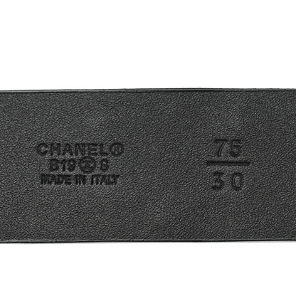 Chanel Lambskin Logo Belt 75 30 Black Gold 3 of 5