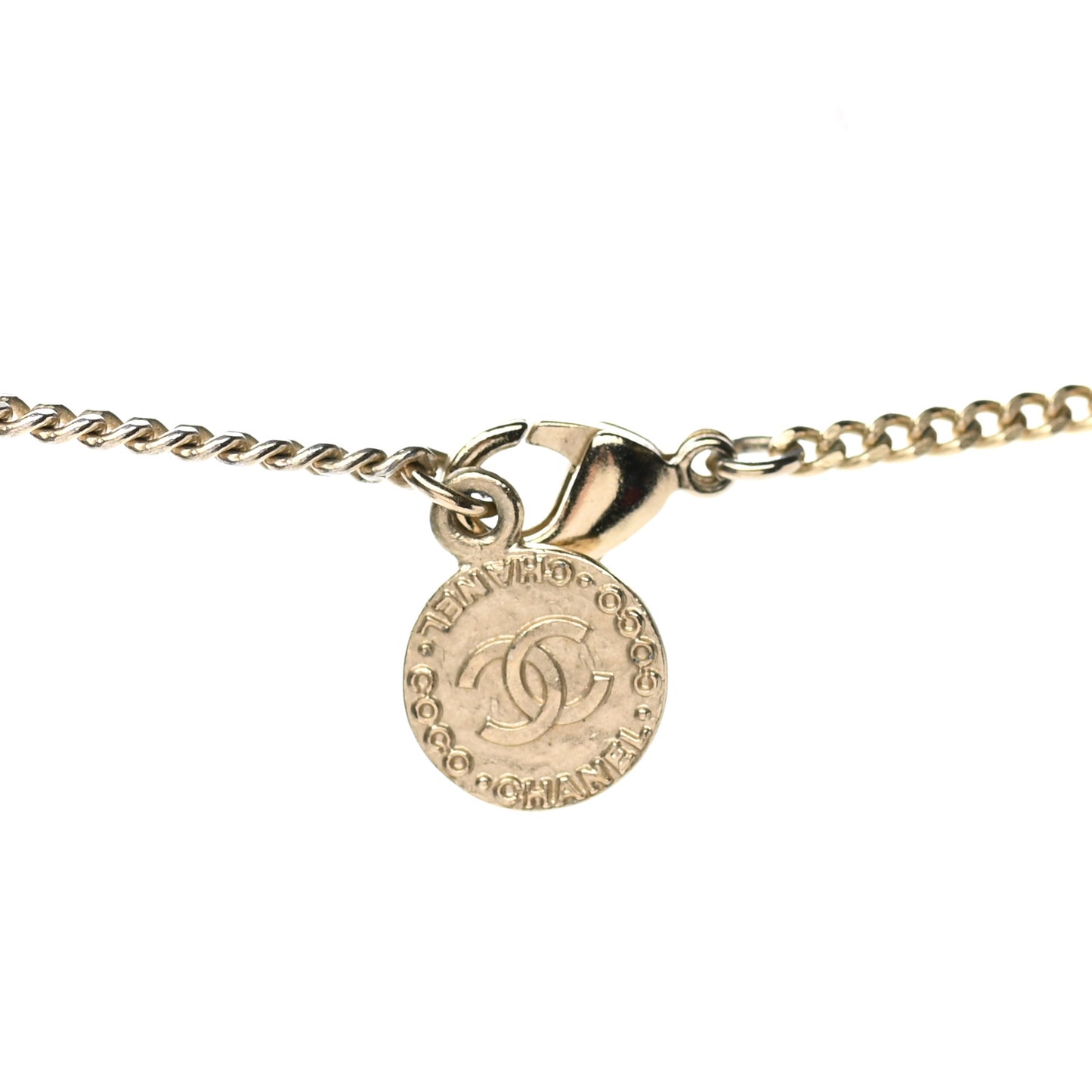 Enamel Pearl CC Pendant Necklace Light Gold