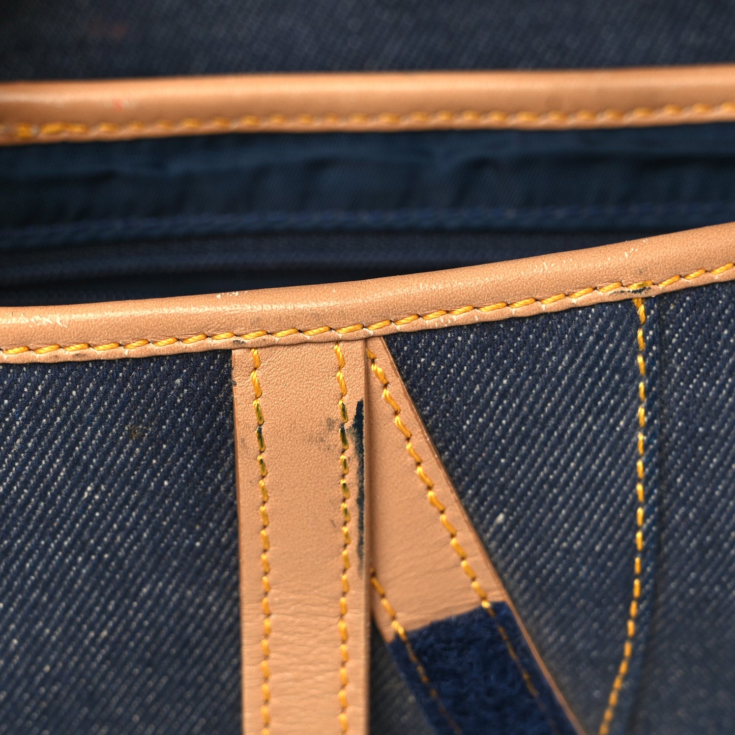 Denim Calfskin Saddle Bag Blue