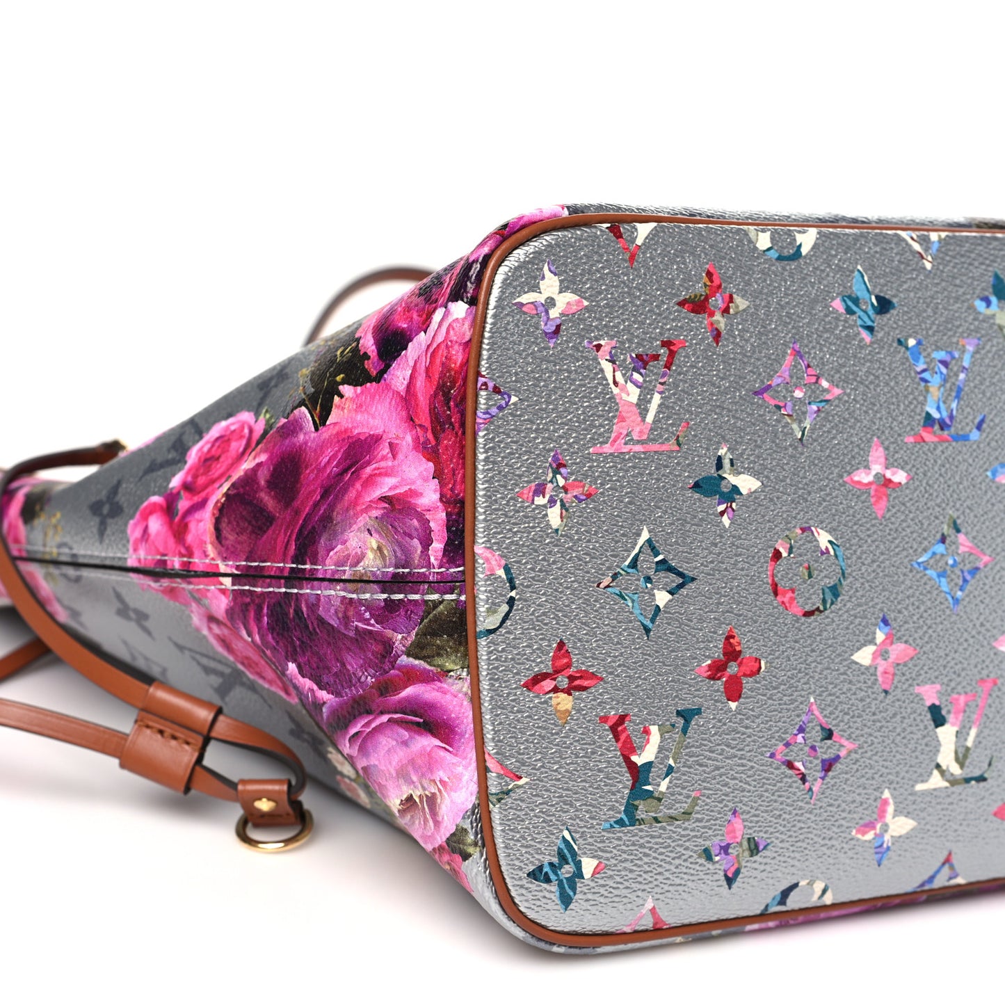 Metallic Monogram LV Garden Neverfull MM Silver