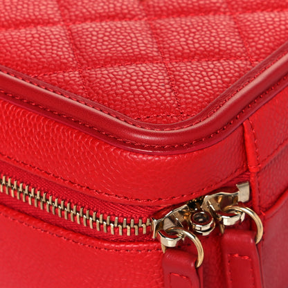 Chanel Caviar Quilted Medium CC Filigree Vanity Case Red 9 of 12