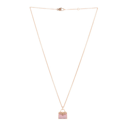 Hermes 18K Rose Gold Pink Sapphire Kelly Amulettes Pendant Necklace 2 of 5