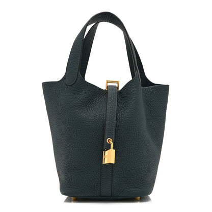 Hermes Taurillon Clemence Picotin Lock 18 PM Vert Cypress 1 of 11