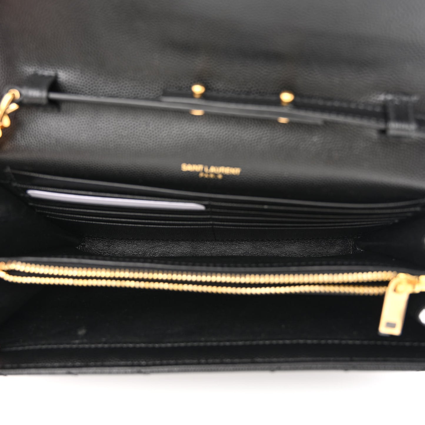 Grain De Poudre Matelasse Chevron Monogram Chain Wallet Black