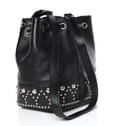 Saint Laurent Calfskin Small Y Studs Bucket Bag Black 3 of 10