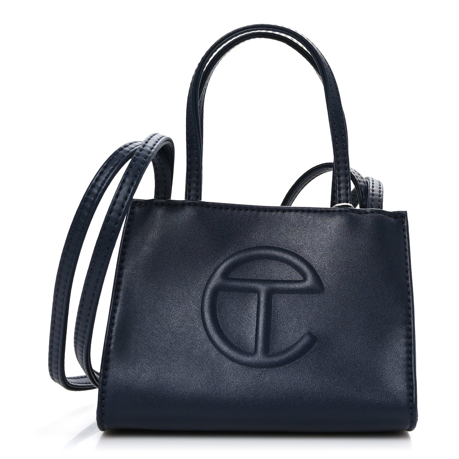 Telfar Vegan Leather Small Shopping Bag Navy 1 of 9