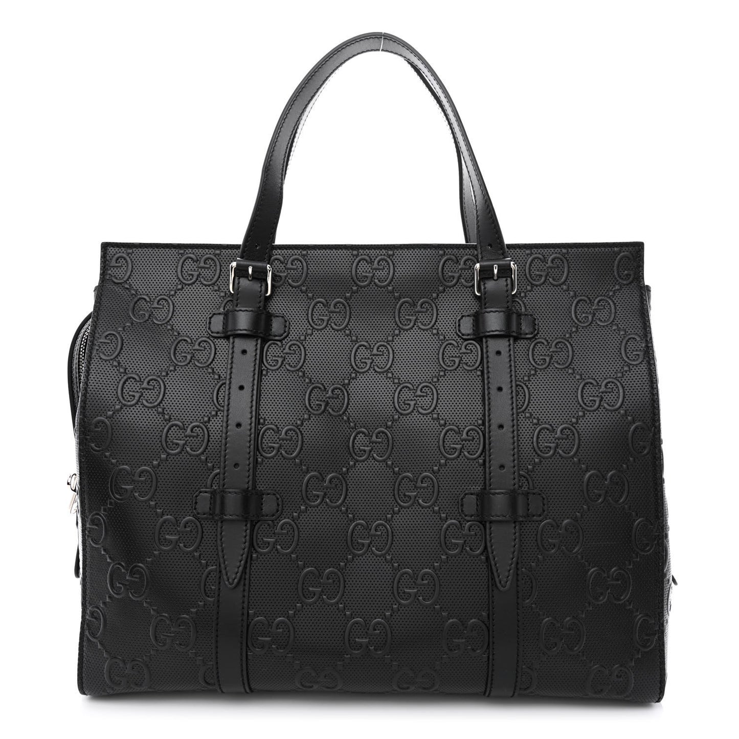 Calfskin GG Tennis Embossed Tote Bag Black