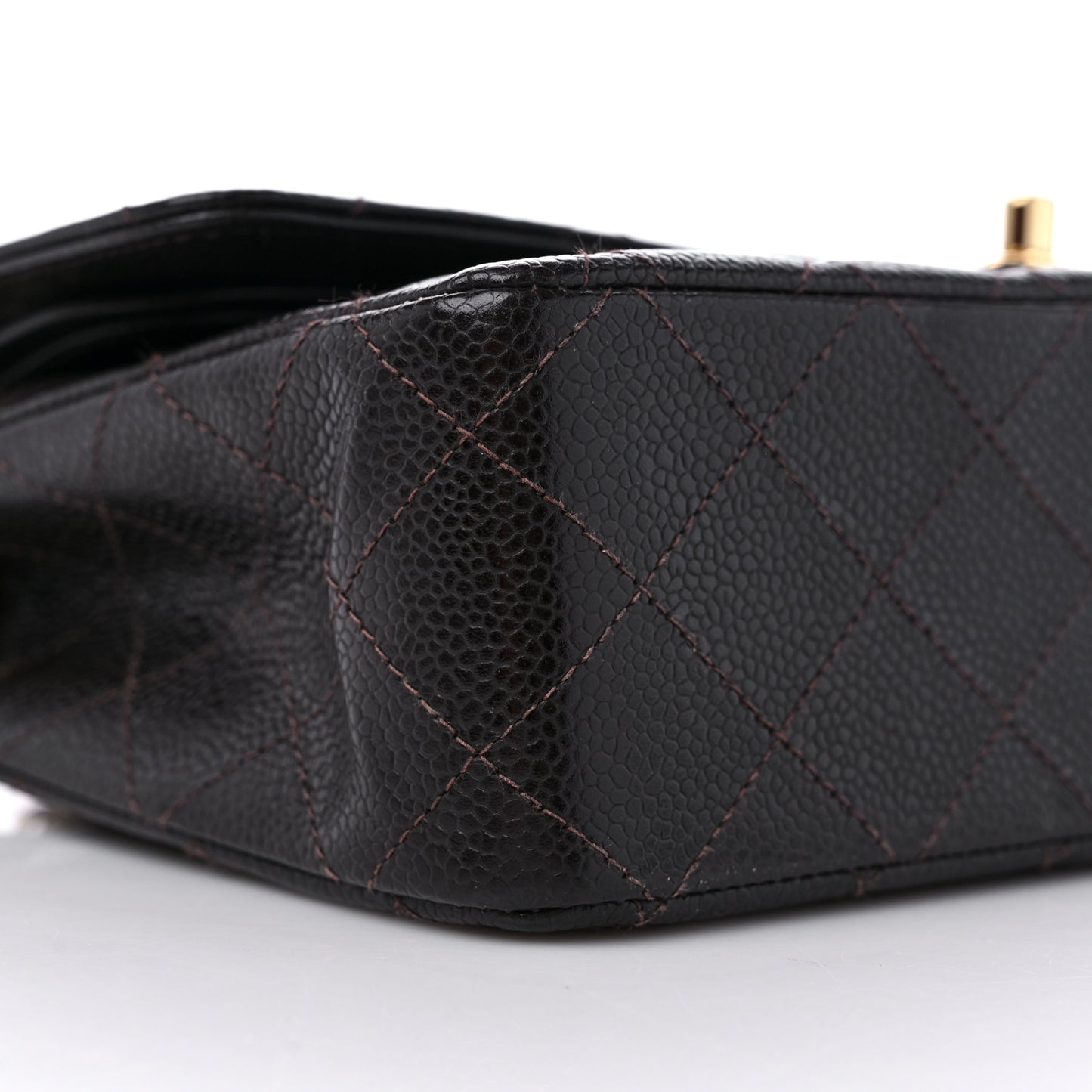 Caviar Quilted Medium Double Flap Dark Brown
