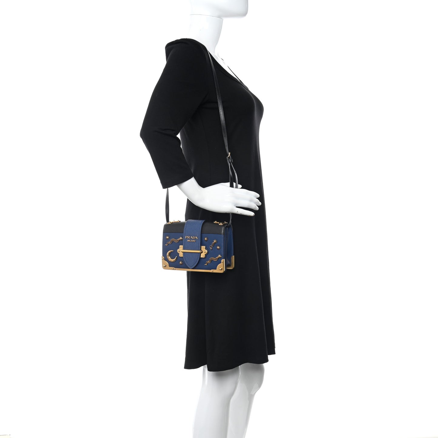 City Calf Saffiano Astrology Cahier Bag Bluette Black
