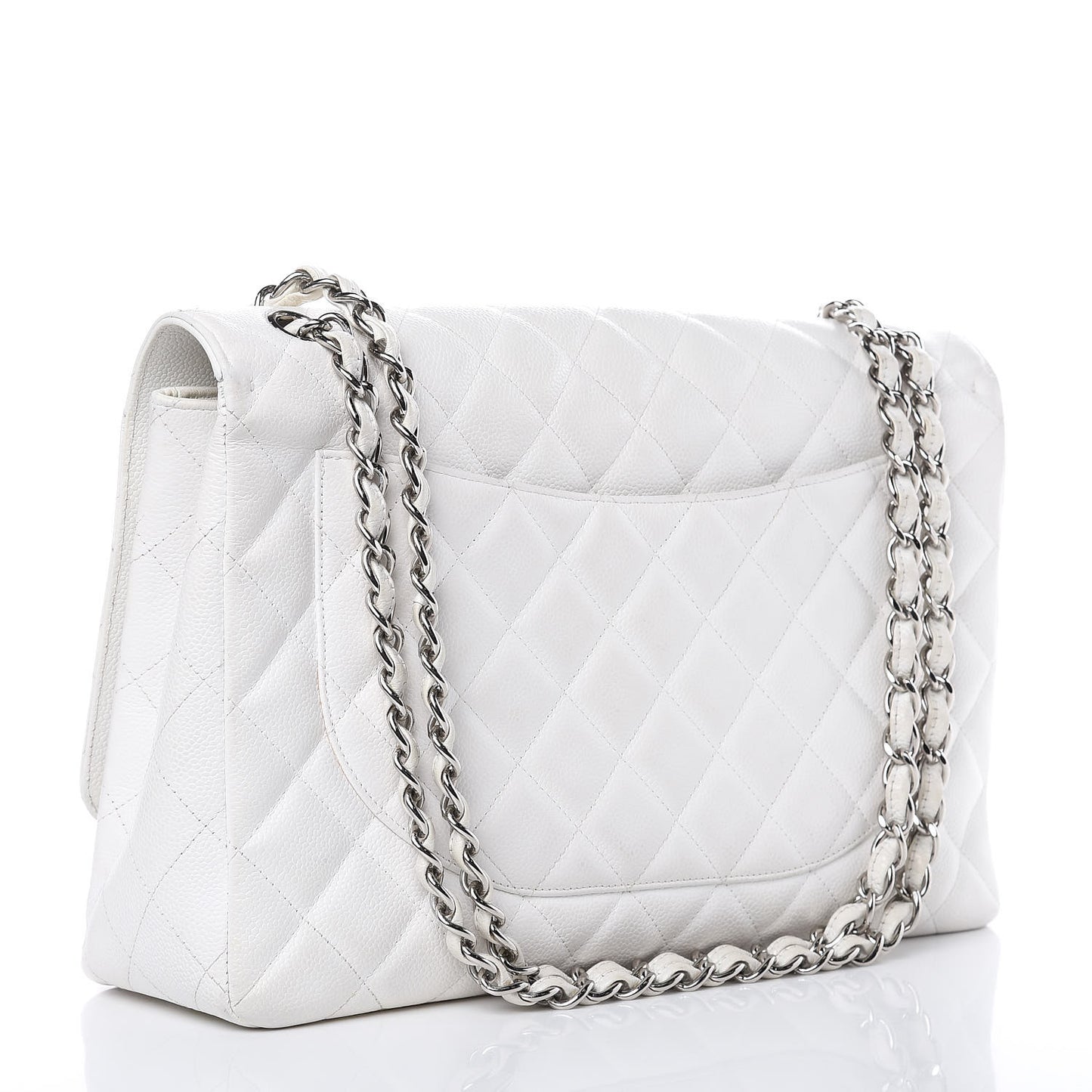 Caviar Quilted Maxi Single Flap White