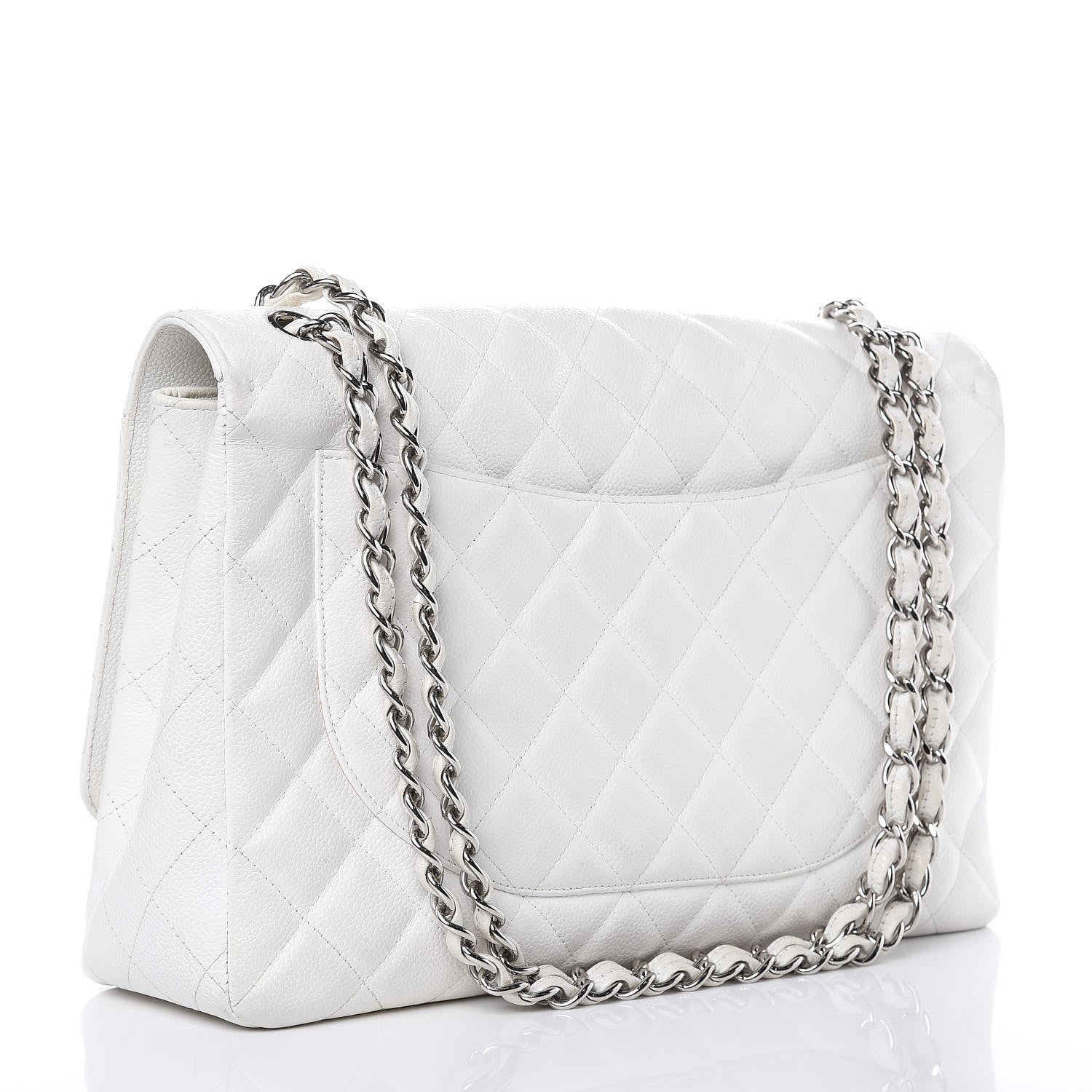 Chanel Caviar Quilted Maxi Single Flap White 3 of 17