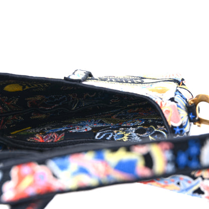 Christian Dior Canvas Embroidered Zodiac Fantastico Saddle Bag Black Multicolor 5 of 9