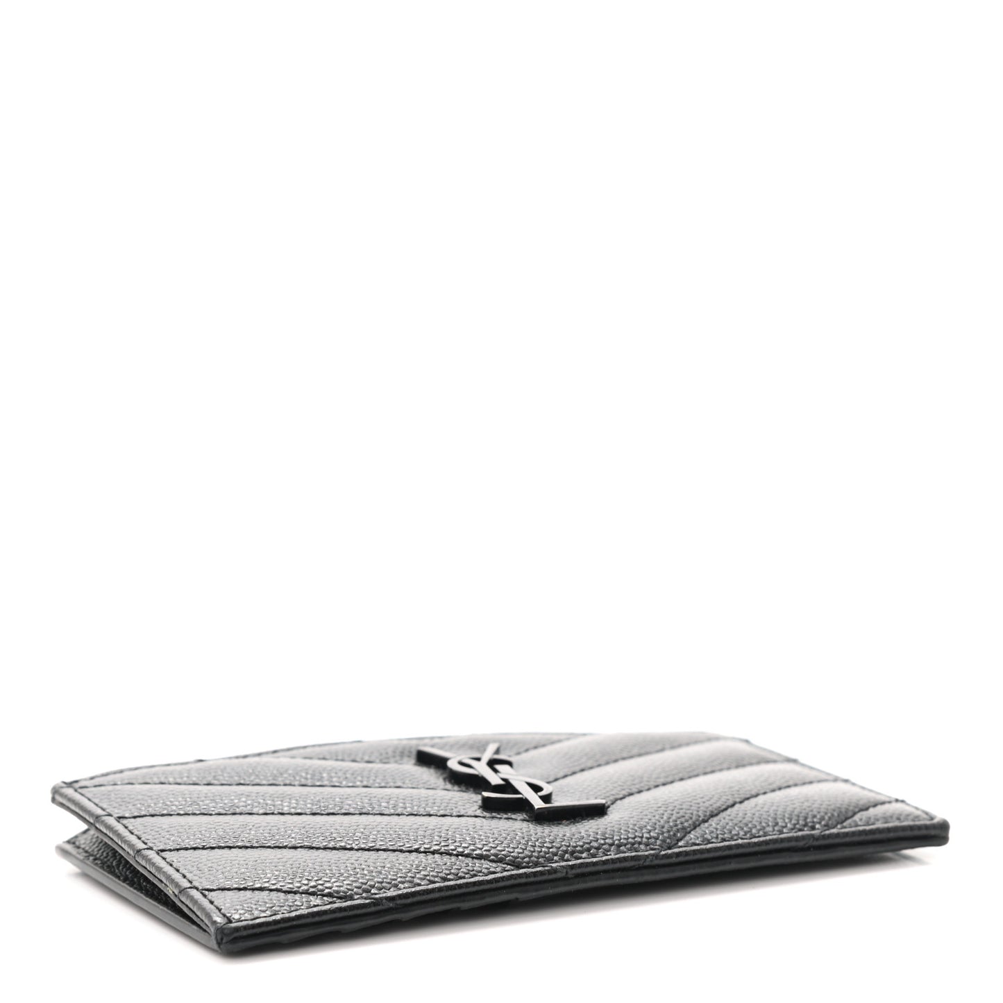 Grain De Poudre Matelasse Chevron Monogram Fragments Zippered Card Case Black