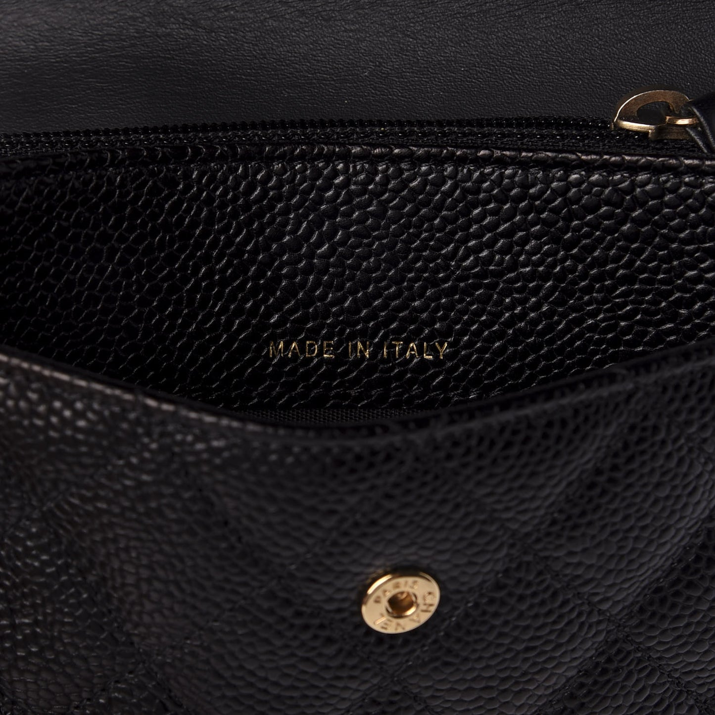 Caviar Quilted Small Boy Flap Wallet Black