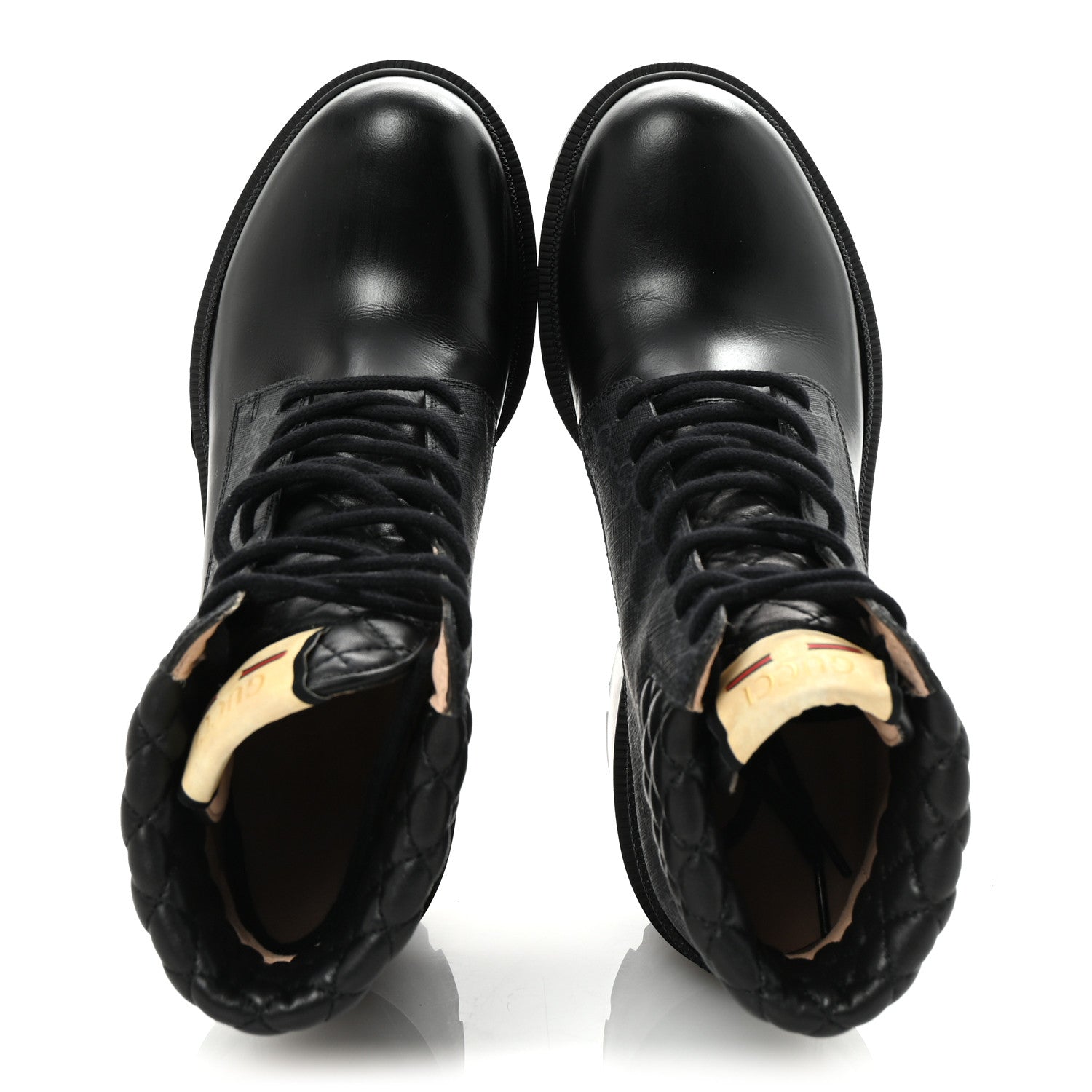 Gucci Apollo Calfskin GG Supreme Nappa Samoa Quilted Lace Up Ankle Boots 40.5 Black 2 of 10