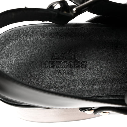 Hermes Toscan Calfskin Hermione Mules 37 Black 6 of 8