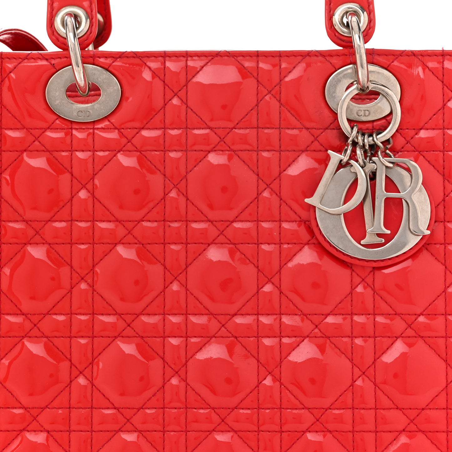 Patent Cannage Large Lady Dior Red