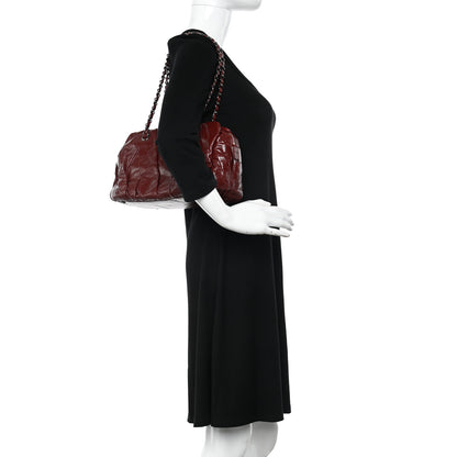 Chanel Glazed Calfskin Twisted Bowling Bag Red 2 of 12