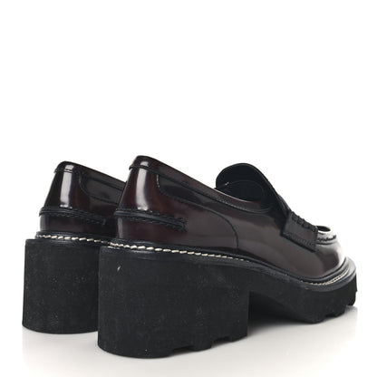 Louis Vuitton Glazed Calfskin LV Beaubourg Loafer 38 Bordeaux Red 5 of 9