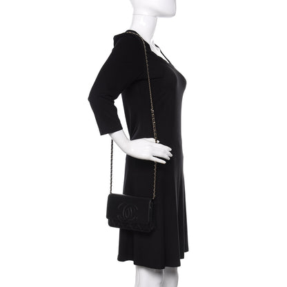 Chanel Goatskin Quilted Timeless CC Wallet On Chain WOC Black 2 of 9
